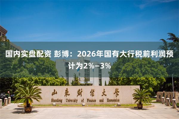 国内实盘配资 彭博：2026年国有大行税前利润预计为2%—3%